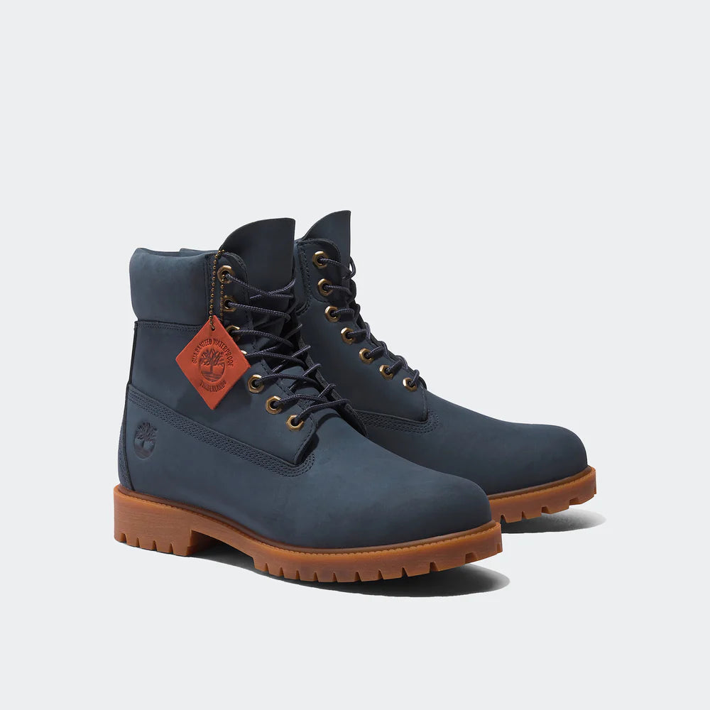 Men's Timberland Heritage 6-Inch Waterproof Boots Dark Blue Nubuck