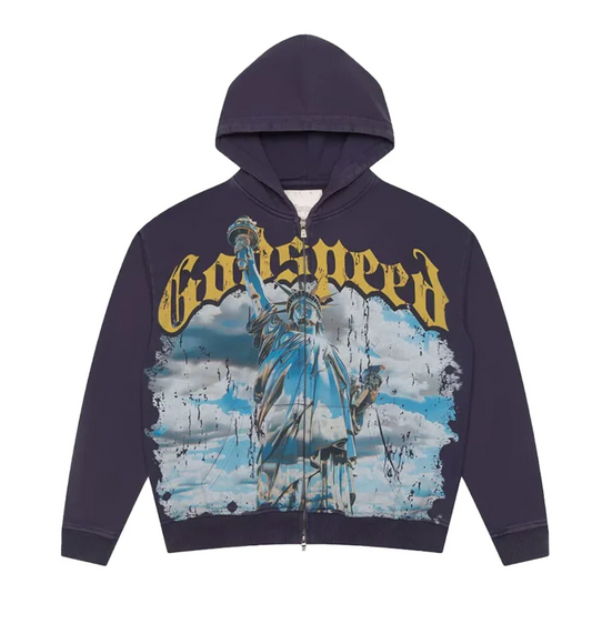 GODSPEED Chrome Liberty Zip Hoodie V2 Navy Wash