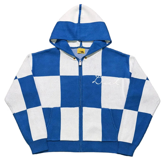Diet starts Monday -  Diet Starts Monday Blue Checkered Zip